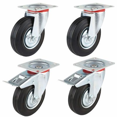3 " 4 " 5 " 6 " 8 " Inch Rubber Caster Wheels, Steel Core Roller Bearing Caster Wheels OEM ODM