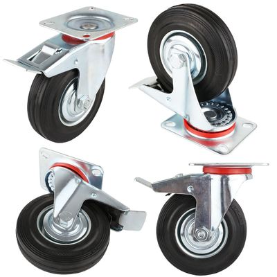 3 " 4 " 5 " 6 " 8 " Inch Rubber Caster Wheels, Steel Core Roller Bearing Caster Wheels OEM ODM